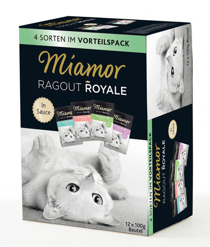 Miamor Ragout Royales Lajitelma: 4 makua Kastikkeessa kissan märkäruoka 12x100g - Märkäruoka monipakkaukset - 4000158740700 - 1