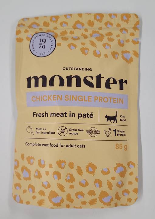 Monster Cat Adult Chicken 85g kissan märkäruoka - Märkäruokapussit - 7350040124840 - 2