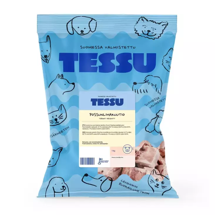 TESSU Possunlihakuutio 1kg - Muut koiran raakaruoat - 6420614791080 - 1