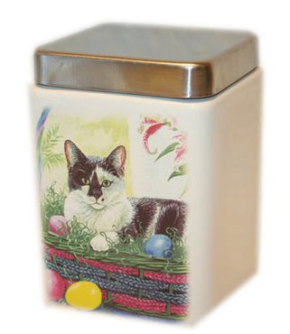 Keraaminen herkkupurkki kissalle 15cm kannella - Eläinaiheiset tavarat - 6430035772001 - 1