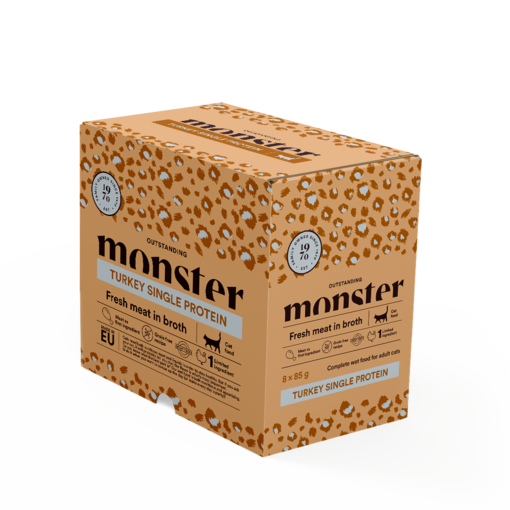 Monster Cat Adult Turkey 8x85g kissan märkäruoka - Märkäruoka monipakkaukset - 7350040124901 - 0