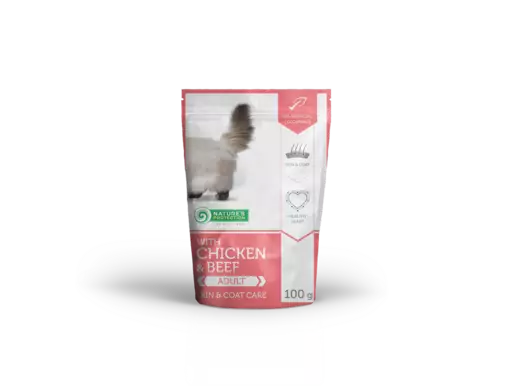 Natures Protection Cat Adult Skin&Coat Kana ja Nauta 100 g kissanmärkäruoka - Märkäruokapussit - 4771317452771 - 1
