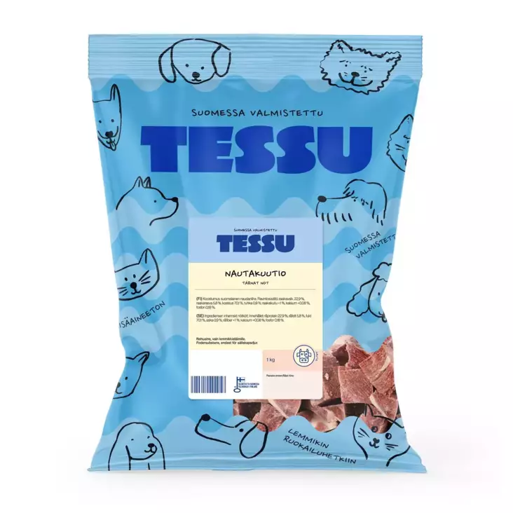 TESSU Nautakuutio 1kg - Muut koiran raakaruoat - 6420614791141 - 1