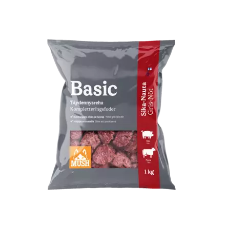 MUSH Basic Sika-Nauta 1kg - MUSH koiran pakasteruoat - 6430023291682 - 2