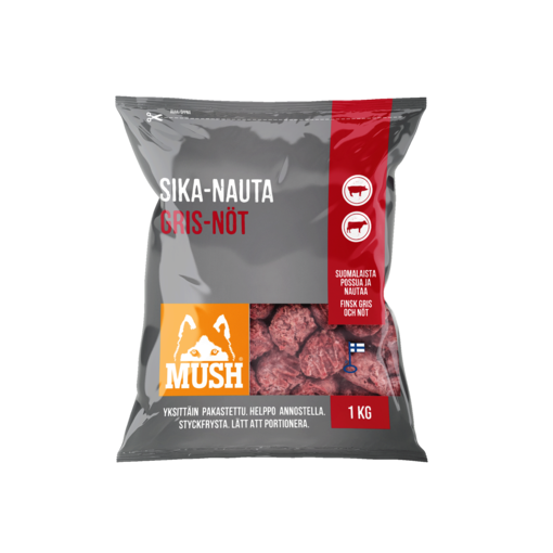 MUSH Basic Sika-Nauta 1kg - MUSH koiran pakasteruoat - 6430023291682 - 1