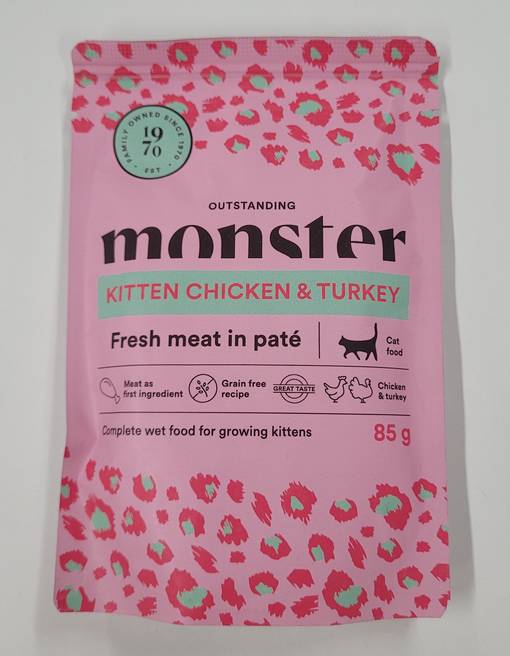 Monster Cat Kitten Chicken/Turkey 85g kissan märkäruoka - Märkäruokapussit - 7350040124802 - 1