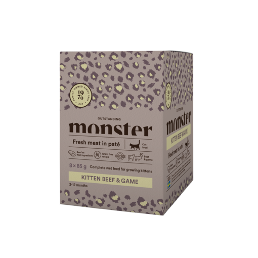 Monster Cat Pouches Kitten Beef & Game Naudanliha & Riista 8x85g Kissan märkäruoka - Märkäruoka monipakkaukset - 7350040124932 - 1