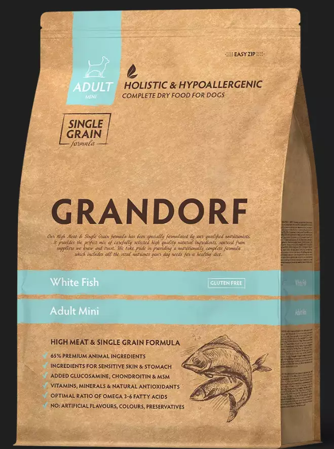 Grandorf Dog White Fish Adult Mini 3kg - Erikoiskuivaruoat - 5407007853342 - 1