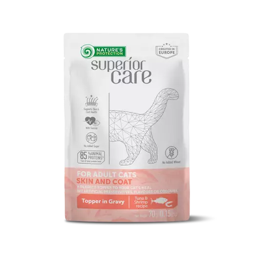 Nature's Protection Superior Care Skin and Coat Adult Cats All Breeds with Tuna and Shrimps 70g kissan märkäruoka - Märkäruokapussit - 4779051637492 - 1