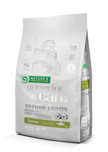 Natures Protection Superior Care White Dogs Junior Small & Mini penturuoka koirille 1,5kg - Natures Protection kuivaruoat - 4771317458292 - 1