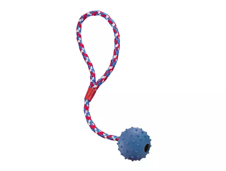 Nobby Rubbel Line köysipallo kellolla - Koiran treenilelut - 4033766690082 - 1