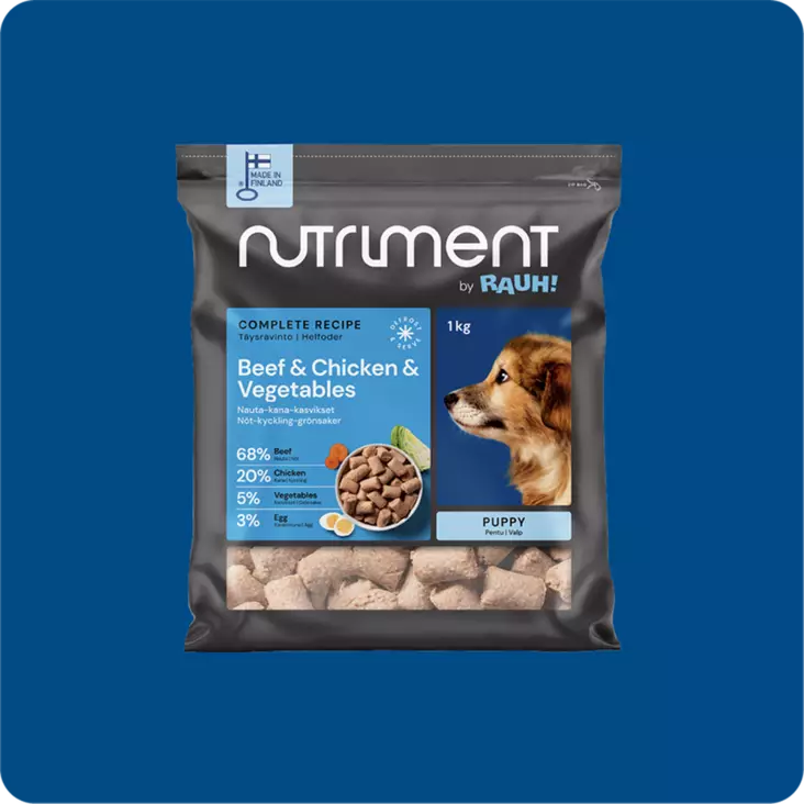 RAUH! Nutriment Beef & Chicken & Vegetables Puppies Nauta & Kana & Kasvikset Pennuille raakaruoka - Muut koiran raakaruoat - 6410180002192 - 1
