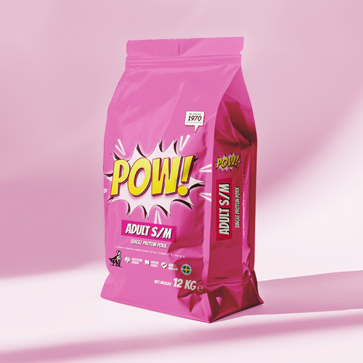 POW! Dog Adult S/M Single protein Pork Possu Sika Koiran ruoka - Erikoiskuivaruoat - 7350040129883 - 1