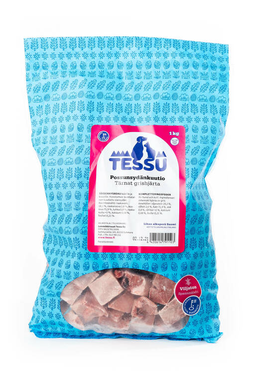 TESSU Possunsydänkuutio 1kg - Muut koiran raakaruoat - 6420614791103 - 1