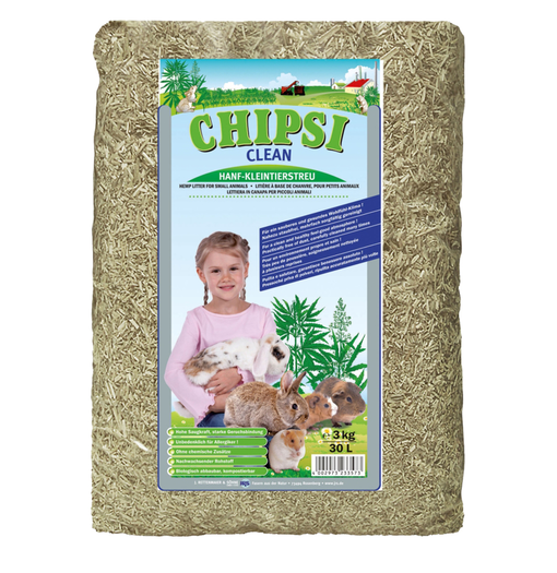 Chipsi Clean Hamppukuivike 3kg 30 litraa - Kuivikkeet ja pesämateriaali - 4002973233573 - 1