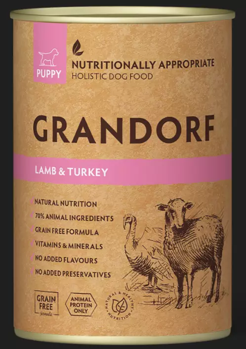 Grandorf Dog Puppy Lamb Turkey Lammas Kalkkuna 400g pennun märkäruoka - Koiran märkäruoat - 5407007852123 - 1