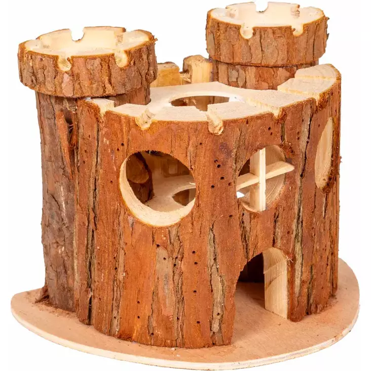 Ozami Natural Wooden Castle - puinen linna pieneläimille - Kanin ja jyrsijän pesämökit ja sisusteet - 7330002060003 - 1