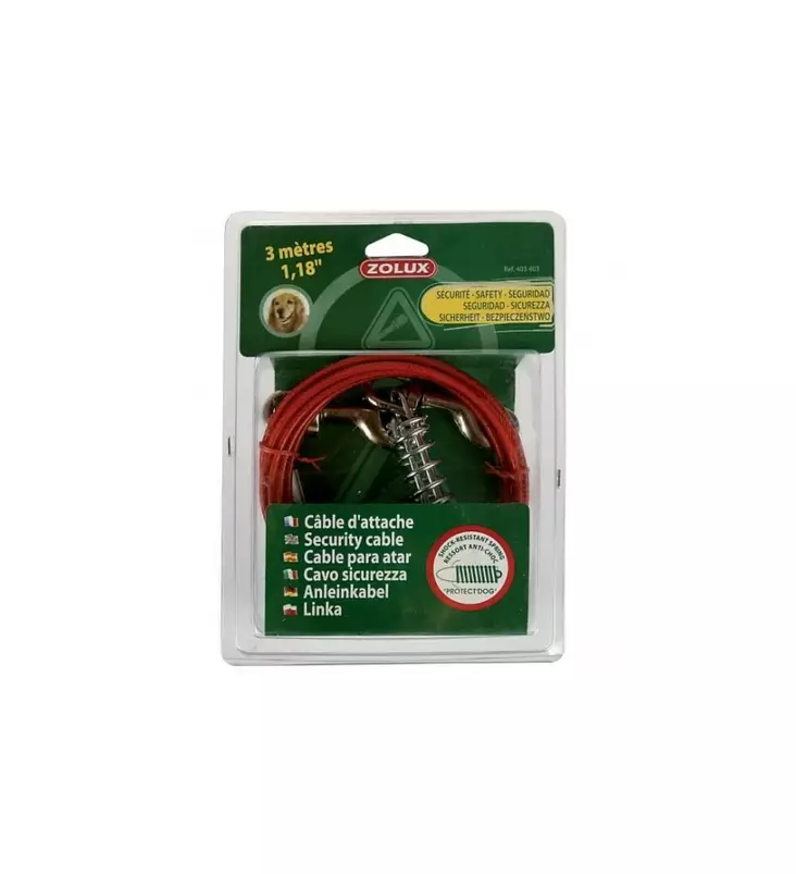 Zolux Juoksutusvaijeri jousella 3 m - Koiran muut hihnat - 3336024034033 - 1