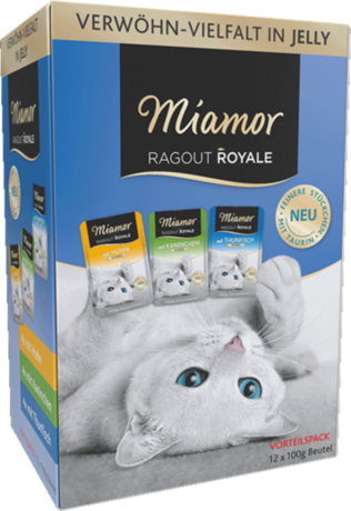 Miamor Ragout Royales Jelly 12×100g täysravinto, lajitelma: Kani, Tonnikala ja Kana - Märkäruoka monipakkaukset - 4000158740984 - 1
