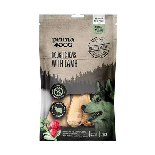 PrimaDog Rough Chews Koiran puruluu Lammas & karpalo -täyteluut - Koiran herkut - 6430076894274 - 1