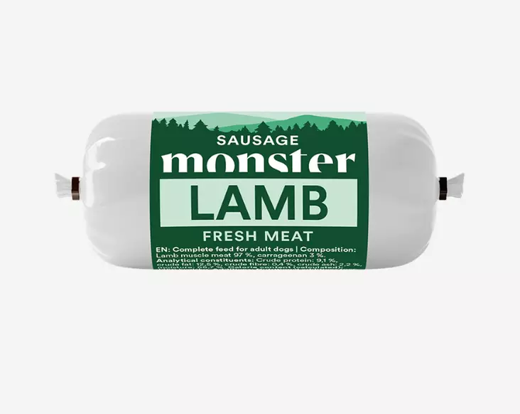 Monster Dog Sausage Lamb Lammas Makkara treenimakkara 400g - Koiran herkut - 7350040128954 - 1