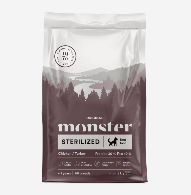 Monster Original Sterilized Chicken / Turkey koiranruoka - Monster kuivaruoat - 7350040124604 - 1