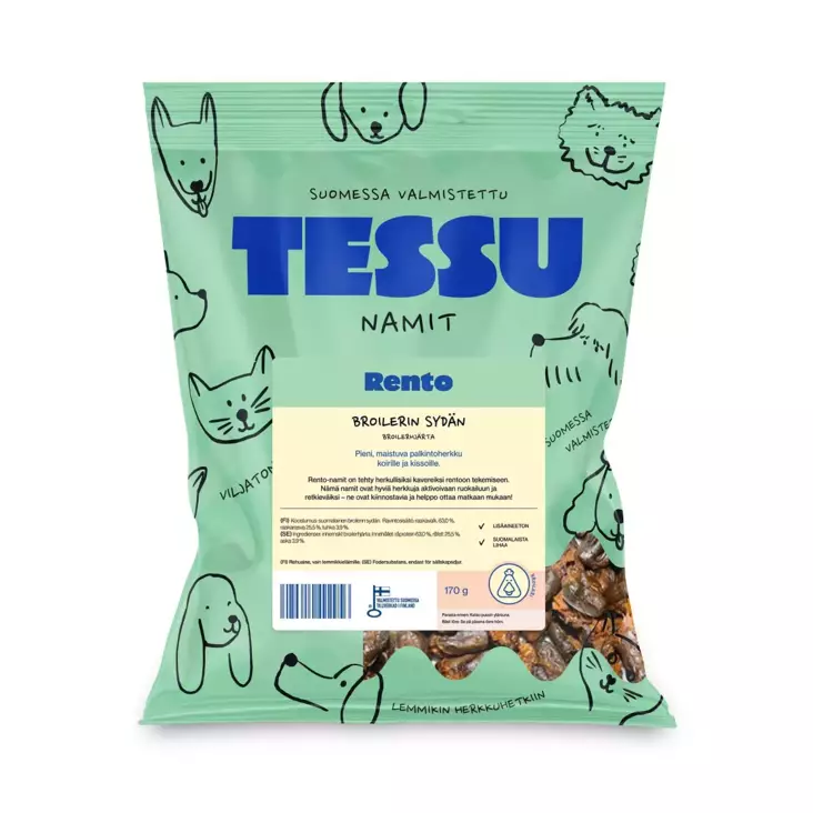 TESSU Broilerinsydän kuivattu herkku 170g - Koiran herkut - 6420614792964 - 1