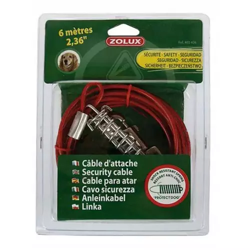 Zolux Juoksutusvaijeri jousella 6 m - Koiran muut hihnat - 3336024034064 - 2