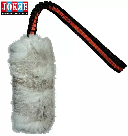 Jokke Kaninkarvapatukka joustokahvalla ja vingulla - Koiran treenilelut - 6417114741455 - 2