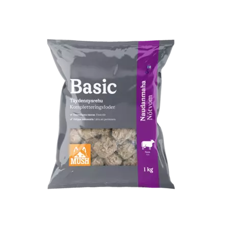 MUSH Basic Naudanmaha 1kg - MUSH koiran pakasteruoat - 6430023291675 - 3