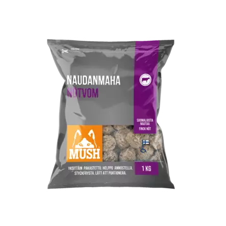 MUSH Basic Naudanmaha 1kg - MUSH koiran pakasteruoat - 6430023291675 - 2