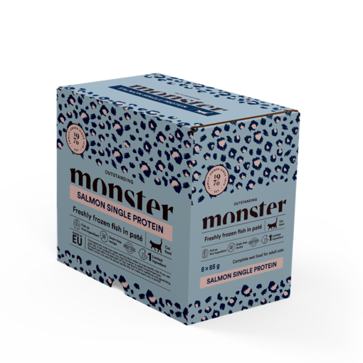 Monster Cat Adult Salmon 8x85g kissan märkäruoka - Märkäruoka monipakkaukset - 7350040124895 - 0