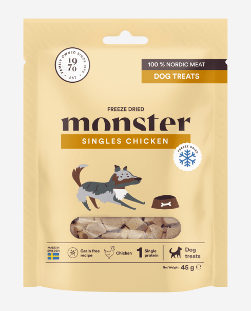 Monster Freeze Dried Treats Singles Chicken koiranherkku - Koiran herkut - 7350040126035 - 1