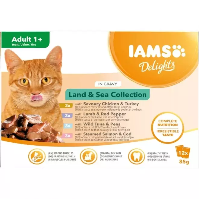Iams Cat Delights Gravy Multipack Land & - Märkäruoka monipakkaukset - 8710255100425 - 1