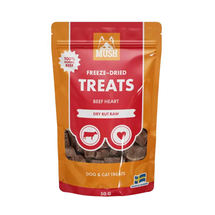 MUSH FREEZE-DRIED NAUDANSYDÄN 50 G kissanherkku koiranherkku - Koiran herkut - 7350086571615 - 1
