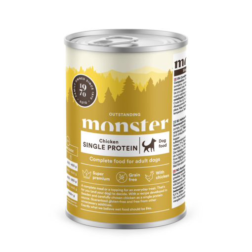 Monster Dog Adult Single Protein Chicken Kana 400g - Koiran märkäruoat - 7350040124376 - 0