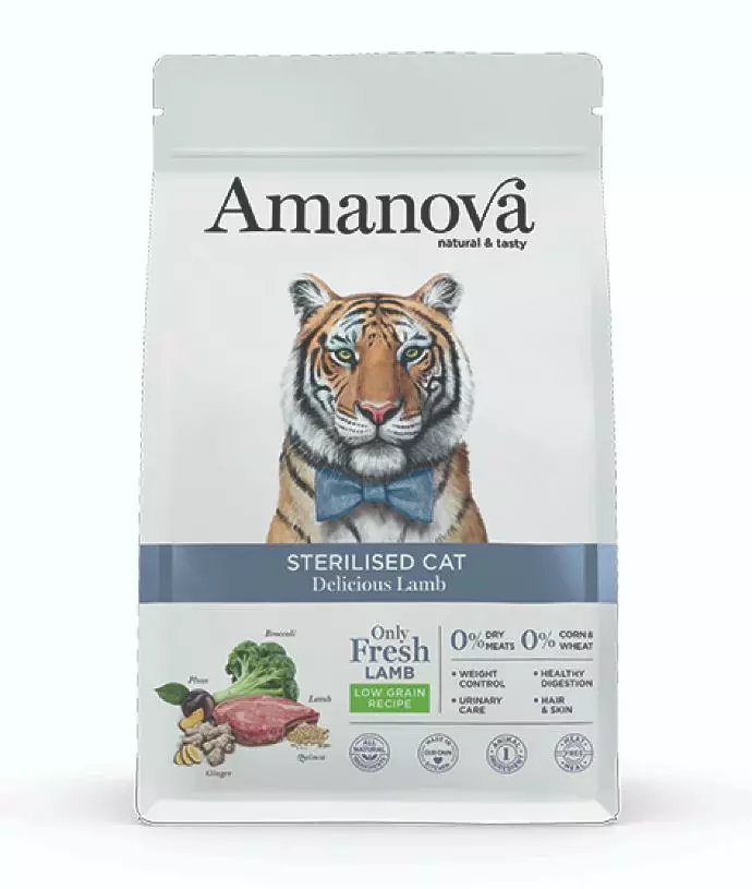 Amanova cat adult Sterilised lammas - kvinoa low grain kissanruoka - Kissan erikoiskuivaruoat - 8413037331306 - 1