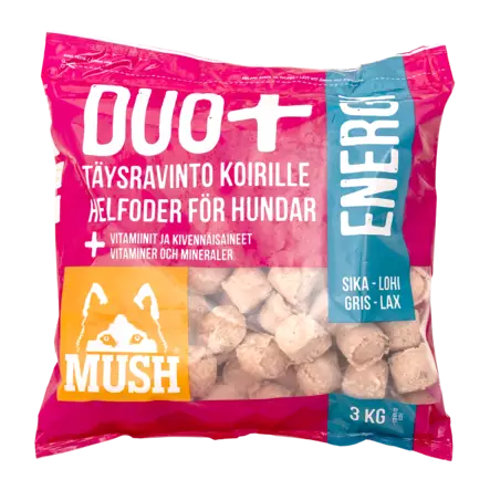 MUSH DUO+ Energy Sika-Lohi koiran täysravinto - MUSH koiran pakasteruoat - 6430023296397 - 2