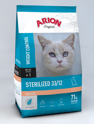 Arion Original Cat Adult Sterilized Salmon Lohi 33/12 Kissan kuivaruoka - Arion kuivaruoat - 5414970058667 - 1