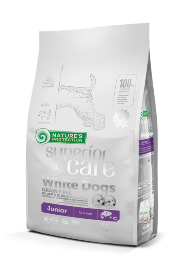 Natures Protection Superior Care White Dogs Junior All Breeds penturuoka koirille 1,5kg - Natures Protection kuivaruoat - 4771317456717 - 1
