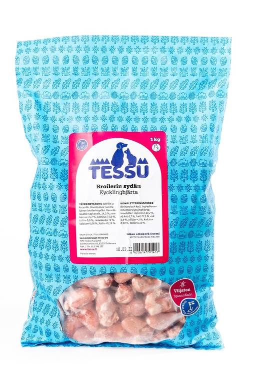 TESSU Broilerin sydän 1kg - Muut koiran raakaruoat - 6420614791417 - 1