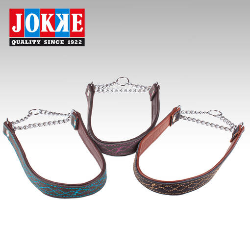 Jokke Antti koristeommeltu puolikiristävä nahkapanta - Koiran puolikiristävät pannat - 6417114252067 - 1