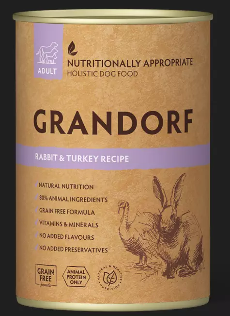 Grandorf Dog 400g Rabbit Turkey Kani Kalkkuna koiranmärkäruoka - Koiran märkäruoat - 5407007852147 - 1