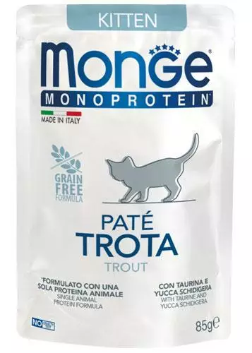 Monge kitten Monoprotein Taimen 85g kissan märkäruoka - Märkäruokapussit - 8009470013727 - 1