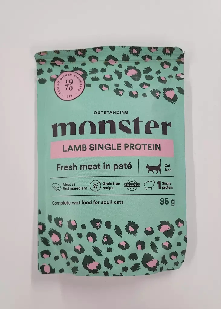 Monster Cat Adult Lamb 85g kissan märkäruoka - Märkäruokapussit - 7350040124857 - 2