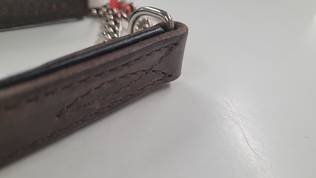 Hollolan Puolikiristävä Tummanruskea nahkapanta 60cmx20mm - Koiran puolikiristävät pannat - HOL8 - 1