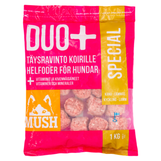 MUSH DUO+ Special kana-lammas 1kg - MUSH koiran pakasteruoat - 6430023296298 - 1