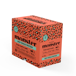 Monster Cat Adult Beef 8x85g kissan märkäruoka - Märkäruoka monipakkaukset - 7350040124888 - 0
