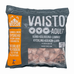 MUSH Vaisto Adult Harmaa Kana-Kalkkuna-lammas koiran täysravinto 3kg - MUSH koiran pakasteruoat - 6430023293228 - 1
