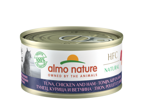 Almo Nature HFC Natural Cat Tonnikala, Kana & Kinkku kissan täydennysrehu 70g - Märkäruokatölkit - 8001154126808 - 1